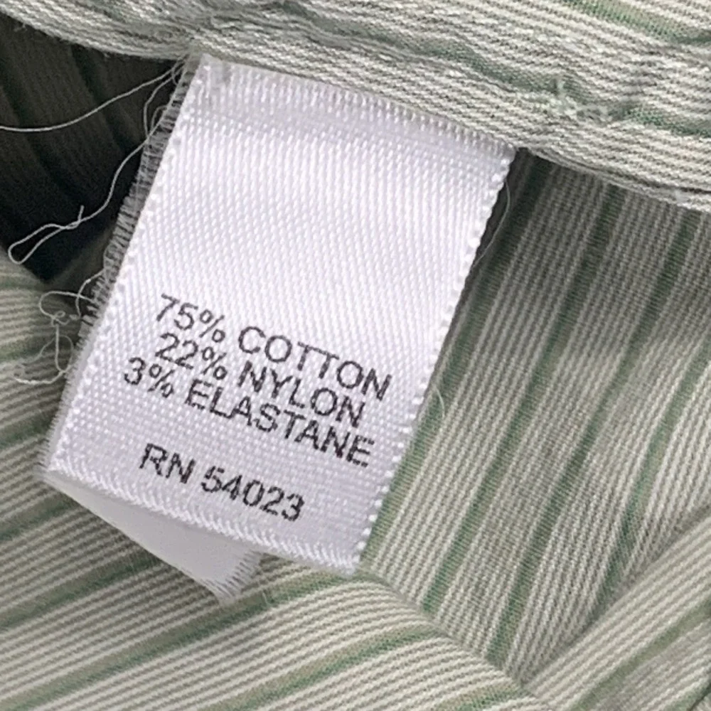 Banana Republic Shirt Mens Large Green Pinstripe Slim Fit Button Up Long Sleeve